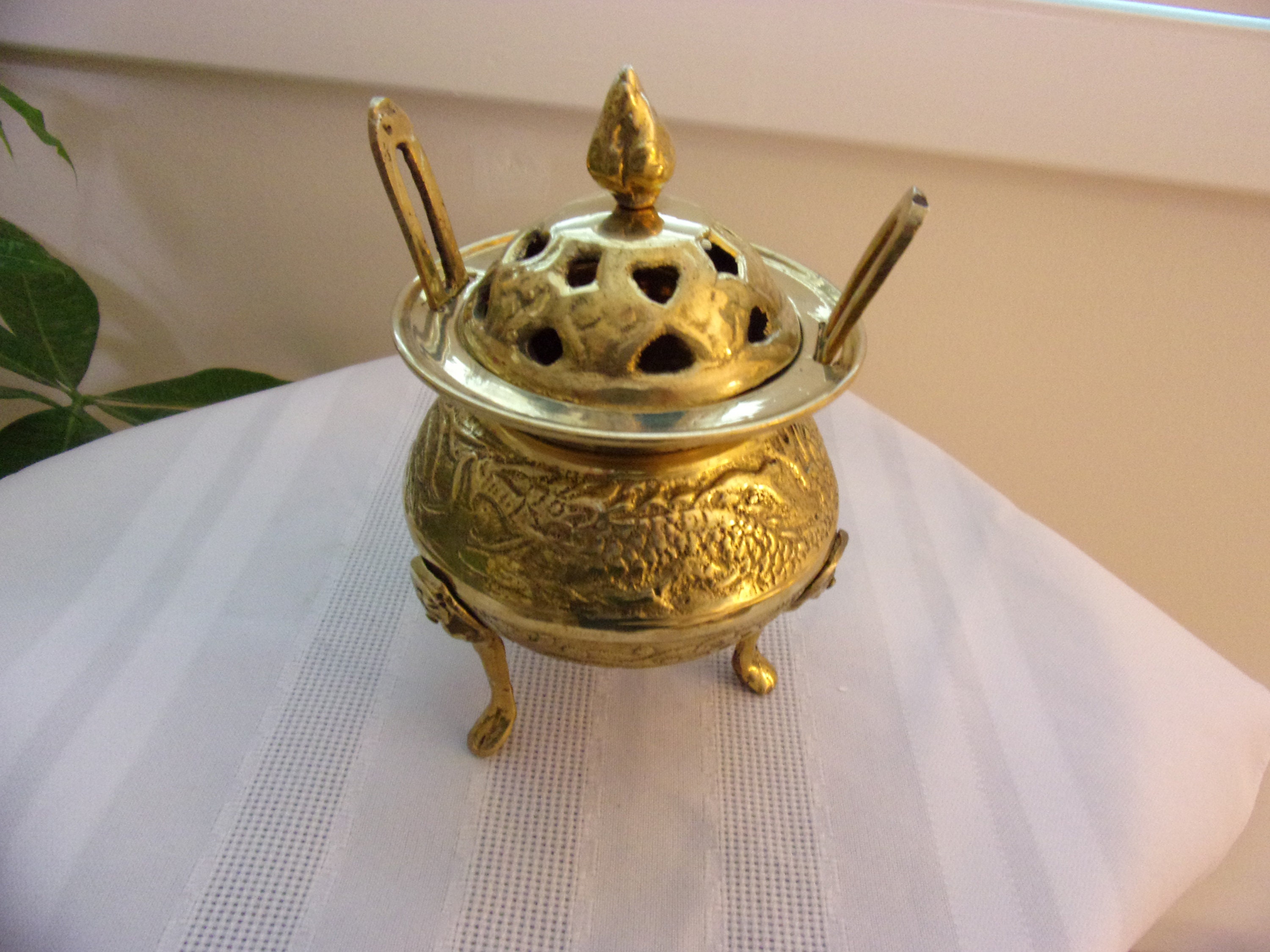 Vintage Ornate Brass Incense Burner Made in India Etsy