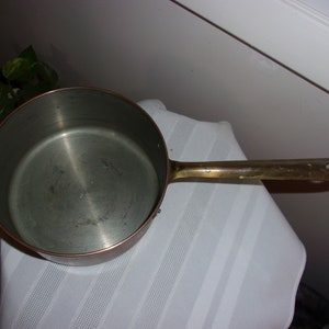 Vintage Copper Cooking Pot With Brass Handle