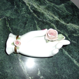 Vintage Lefton Hand Painted Porcelain Hand Ring Holder/Trinket Dish