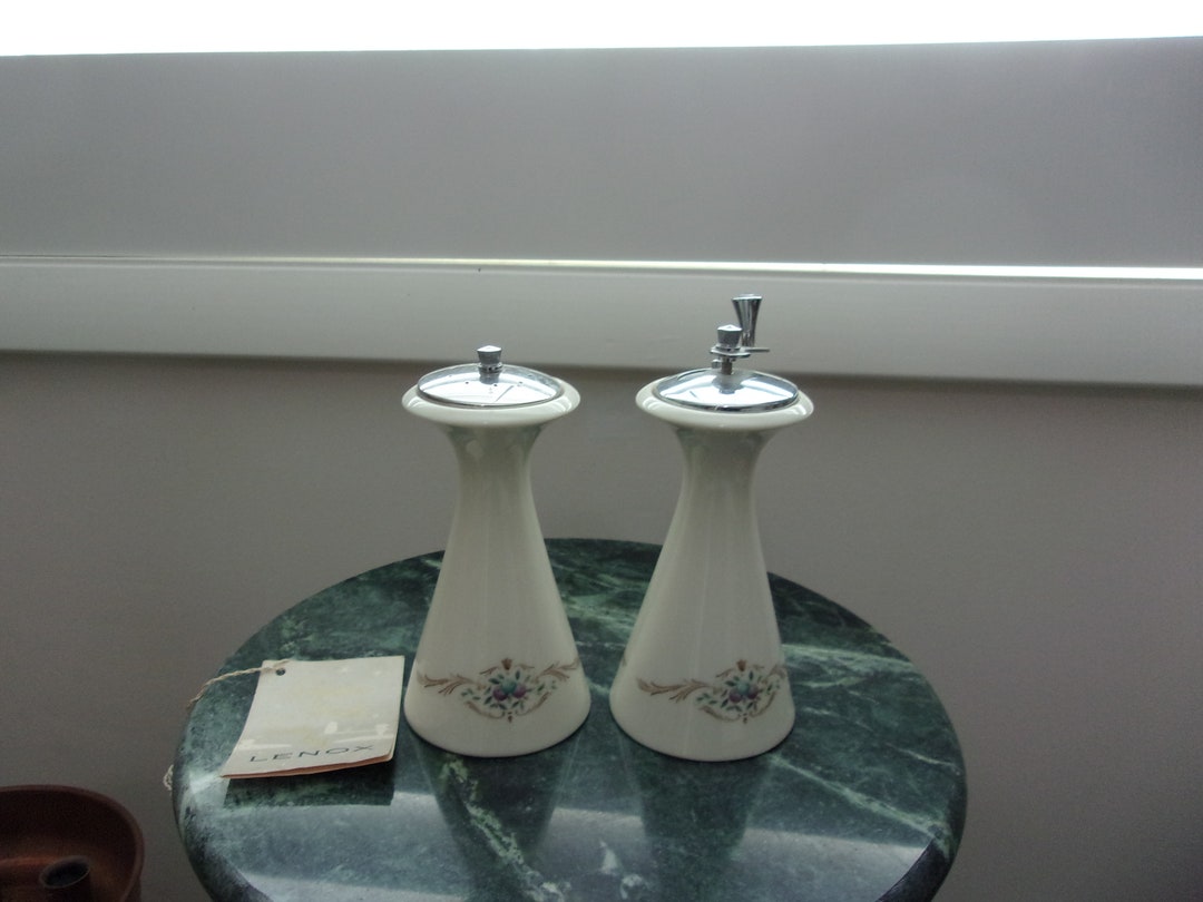 Vintage Porcelain Lenox Salt and Pepper Mill Set Etsy