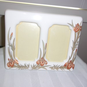 Vintage Handpainted Ceramic Two Picture Floral Picture Frame