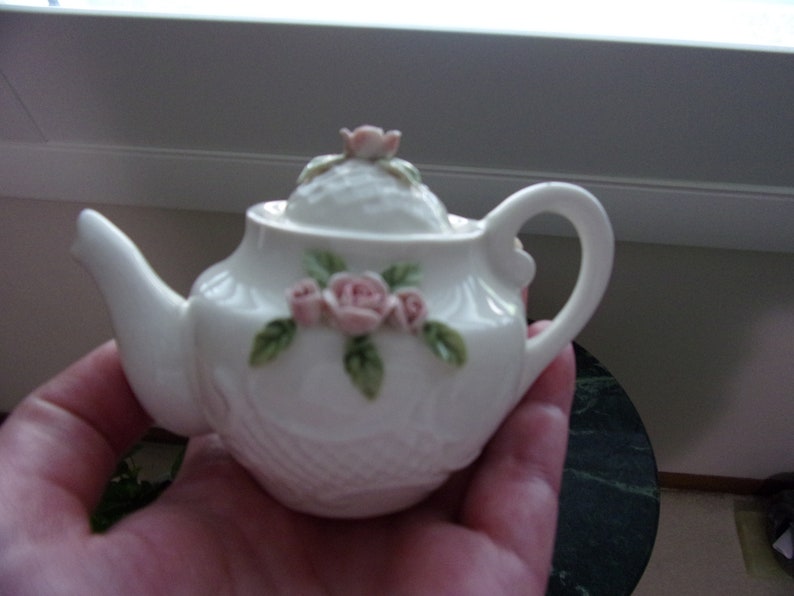 Unique Porcelain Miniature Teapot With Floral Design