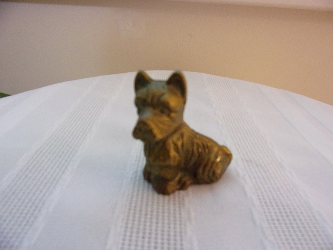 Vintage Small Brass Dog Figurine Etsy