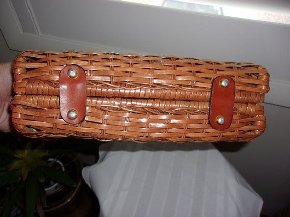 Vintage Simon Wicker Purse Handbag Handcrafted Wo… - image 8