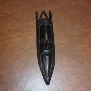 Vintage Handcrafted Carved Wood Mask Wall Plaque