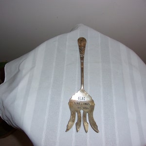 Vintage Ornate Silverplate Glad Tine-Ings To You Serving Fork