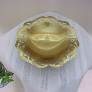 Unique Vintage Brass Bowl With Decorative  Scalloped Cut Out Edges Made In West Germany