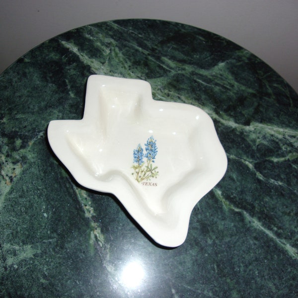 Vintage Handcrafted Ceramic Blue Bells Of Texas Trinket Dish