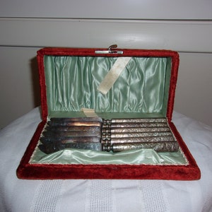 Vintage Silverplate Fruit Knives Set M. Huffman Jewelry Co. Quincy Illinois