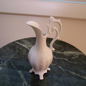 Vintage Small Porcelain Ewer Style Footed Bud Vase