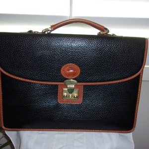 Vintage Dooney & Bourke Black Pebble Leather Women's Briefcase Satchel