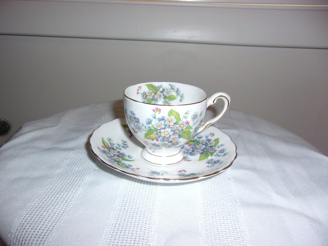 Vintage Me Not Fine Bone China Tea Cup & Saucer Set England Etsy