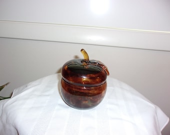 Vintage Tortoise Art Glass Apple Jar