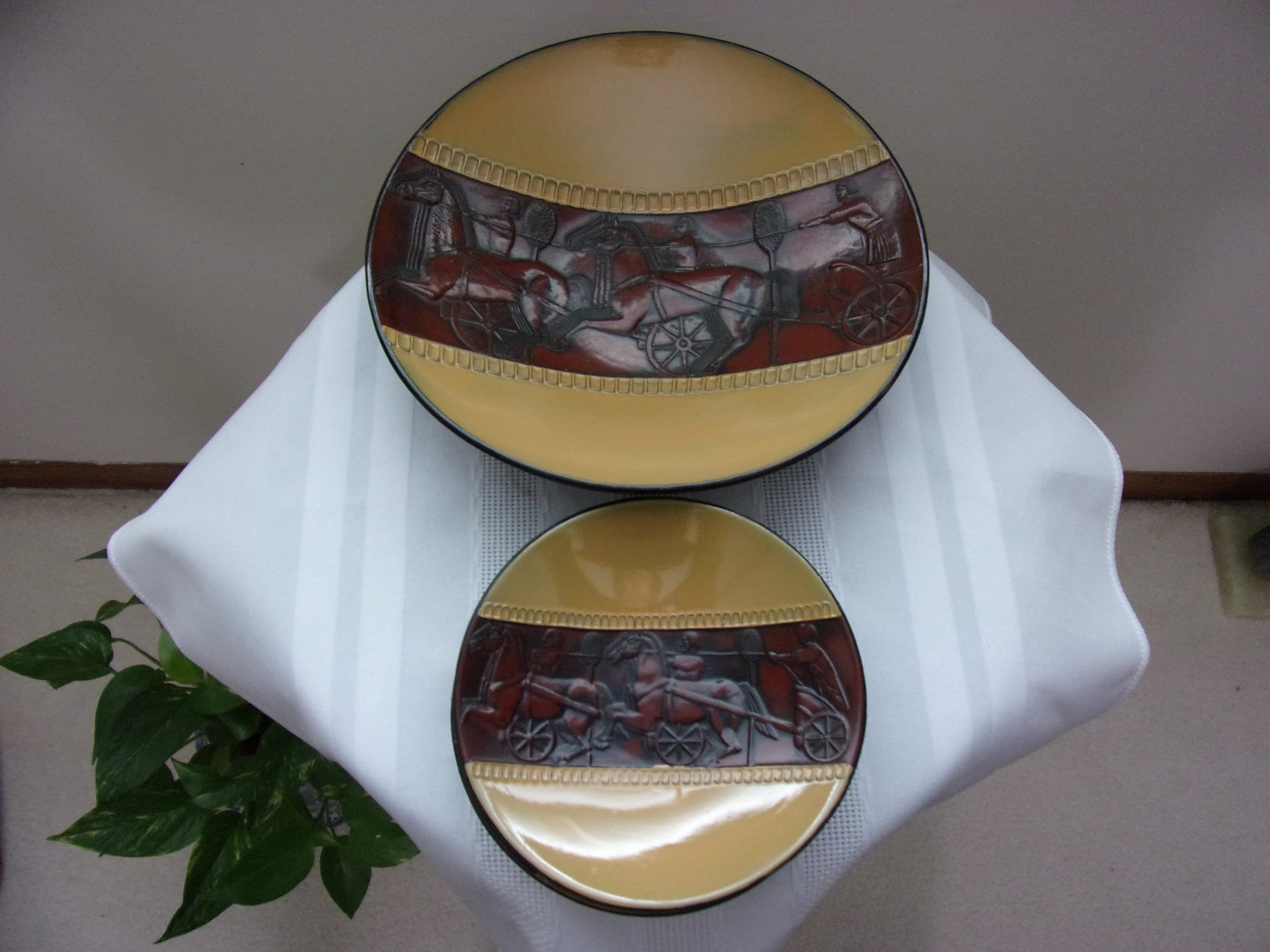 Unique Vintage Roman Scene Decorative Bowls Set One Large Bowl Etsy