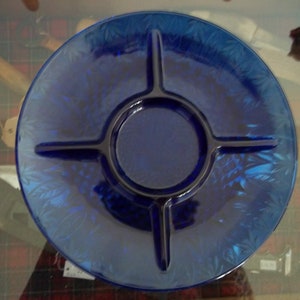 Vintage Cobalt Blue Glass Serving Platter Made In France