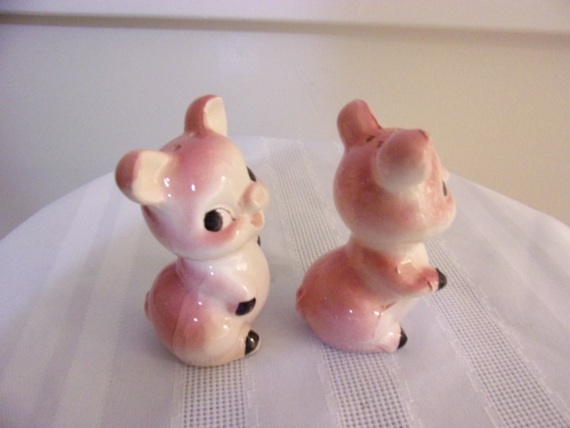 Vintage Ceramic Pig Salt & Pepper Shakers Made In Japan Etsy