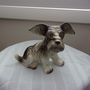 Vintage Ceramic Perky Eared Dog Figurine Made In Japan