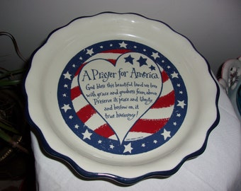 Assiette à tarte en céramique « A Prayer For America » vintage