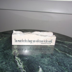 Vintage "You Must Be The Change You Wish To See In The World" Business Card Holder/Paperweight Mahatma Ghandi