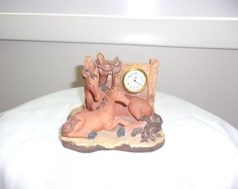 Vintage Pair Of Horses Clock