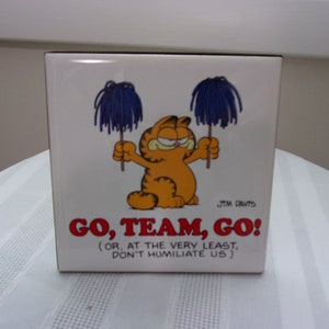 Vintage Garfield Ceramic Plaque Go, Team Go!