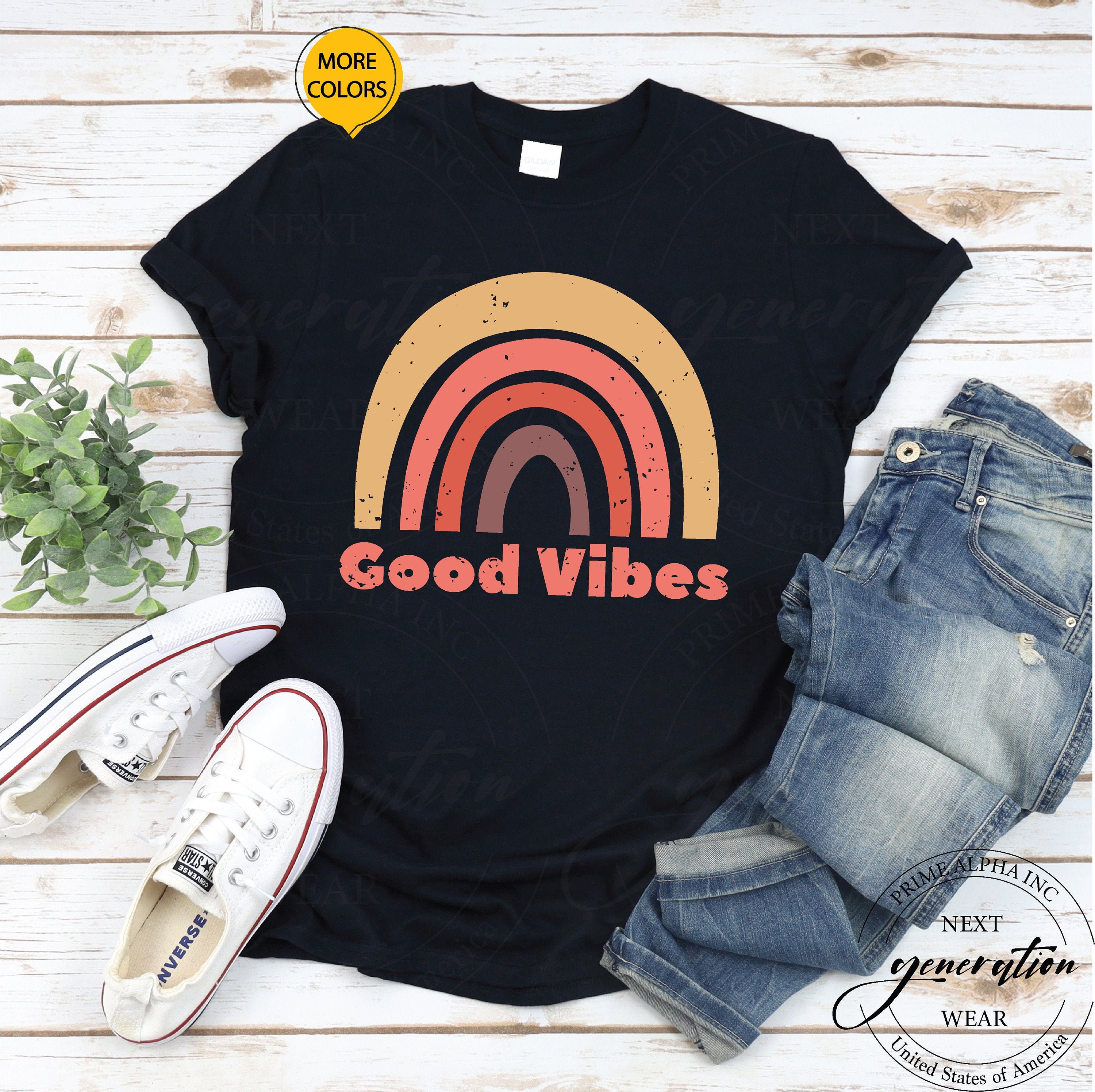 Good Vibes Rainbow Shirt Rainbow T 