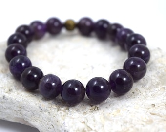 Amethyst Bracelet,Bracelet for Women,Gift for Her,Protection Bracelet, Birthstone Bracelet, Crystal Healing Bracelet - Size choices,10mm