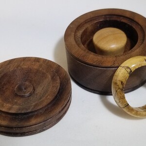 Handmade Walnut Ring Box with Spalted River Birch Ring.