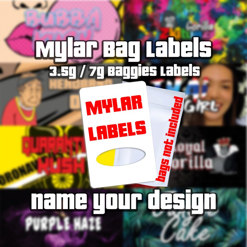Custom Design 3.5g / 7g Mylar Bag Labels Baggies Labels Etsy