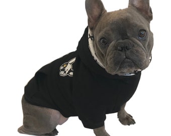 Ozzy Dog Hoodie, Organic cotton, dog sweater, small dog, French bulldog, dog clothes, black hoodie