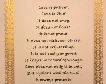 1 Corinthians "Love is Patient" Calligraphy Page