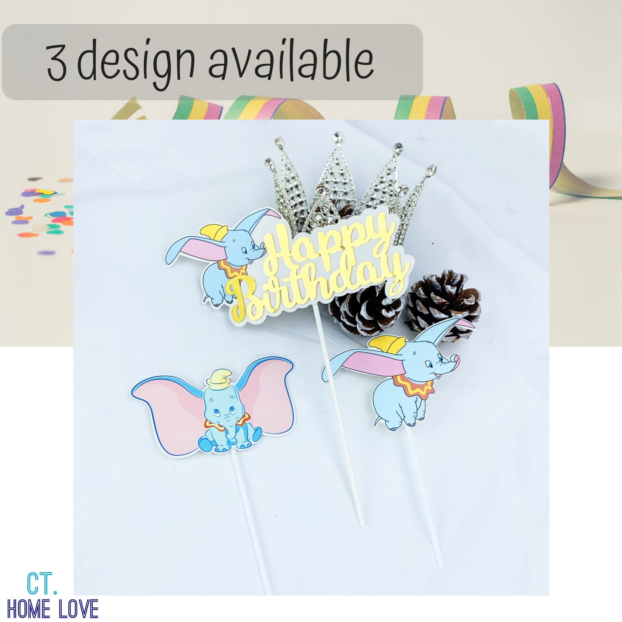 Dumbo Happy Birthday Cake Topper Dumbo Cupcake Toppers Etsy