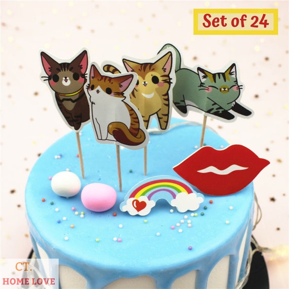 Kitty Cake Toppers Kitten Theme Birthday Picks Kitty Cat - Etsy Israel Kitty Cake Toppers Kitten Theme Birthday Picks Kitty Cat - Etsy Israel