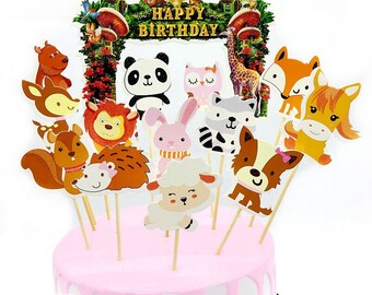 Tier Thema Cupcake Topper - Dschungel-Thema - Safari-Zoo-Thema - Baby-Dusche-Cupcake-Picks – wild ein Geburtstagsparty Dekor. Satz von 14pcs