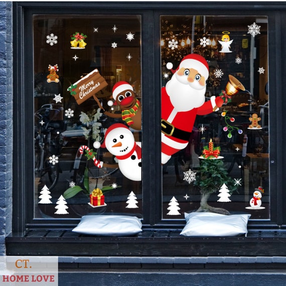 Christmas window decorations Vinyl decal Shop retail window | Etsy