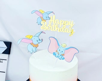 Dumbo happy birthday cake topper - Dumbo cupcake toppers - kids party idea cartoon decoration