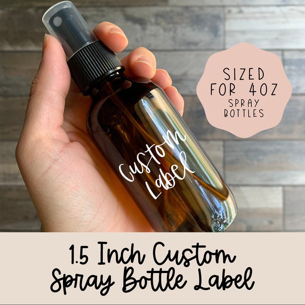 CUSTOM label- 1.5in width fit for 4 oz spray bottle || two lines, one word per line MAX
