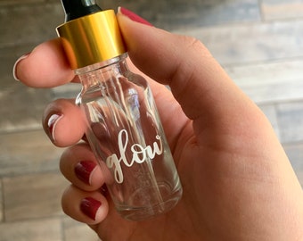 Glow serum label || Glow label for dropper bottle || Hand lettered label