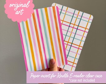 Bright Stripes & Plaid Original Art Card stock insert for clear e-reader case fits, case not included
