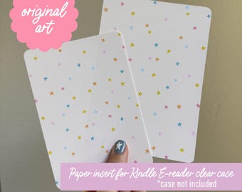 Tiny Colorful Stars Original Art Cardstock insert for clear e-reader case fits kindles, case not included