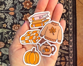 Cozy Fall Mini Sticker Pack water resistant sticker, stickers for water bottles, kindles, laptops