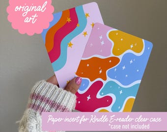 Bright Squiggles Original Art Cardstock insert for clear e-reader case fits kindles basic, 10th and 11th, case not included