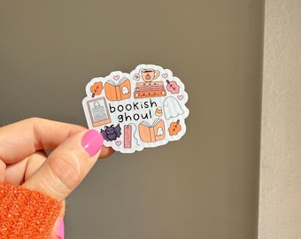 Bookish Ghoul water resistant sticker, stickers for water bottles, kindles, laptops