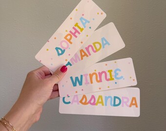 Customizable Colorful Stars Laminated Bookmark printed on photo quality cardstock