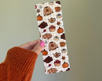 Gingham Fall picnic Laminated Bookmark printed on photo quality cardstock