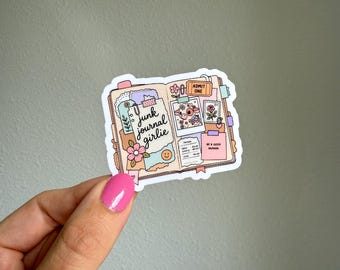 Junk Journal Girlie water resistant sticker, for water bottles, kindles, laptops