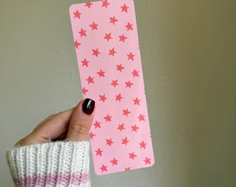 Pink Stars Laminated Bookmark printed on photo quality cardstock