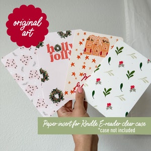 Original Art Cardstock insert Cozy Christmas Holiday Launch for clear e-reader case fits kindle 11gen, 10gen, 6&quot; basic- case not included