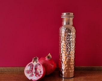 Quality certified pure copper bottle handcrafted 1l gloss