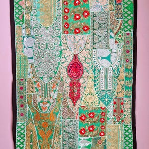 Grande tenture murale artisanale de 100 x 150 cm. maison vintage de style indien